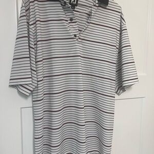 FootJoy Men's Striped Polo Shirt - Black and White